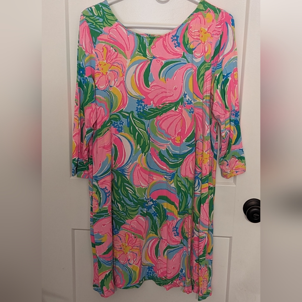 Lilly Pulitzer women's dress pink and green XL 96%rayon 4%spandex